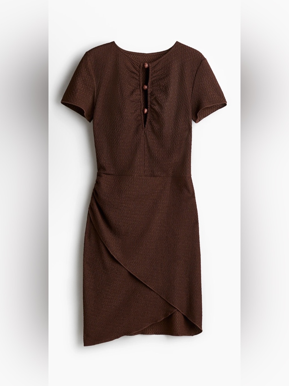 H&M Divided Brown Textured Ruched Wrap Mini Dress Size Medium NWT